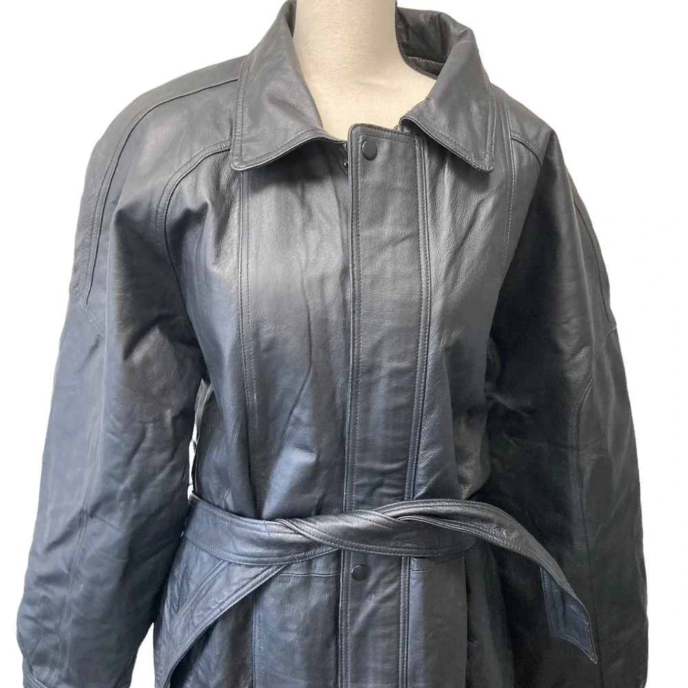 Wilda genuine leather belted jacket